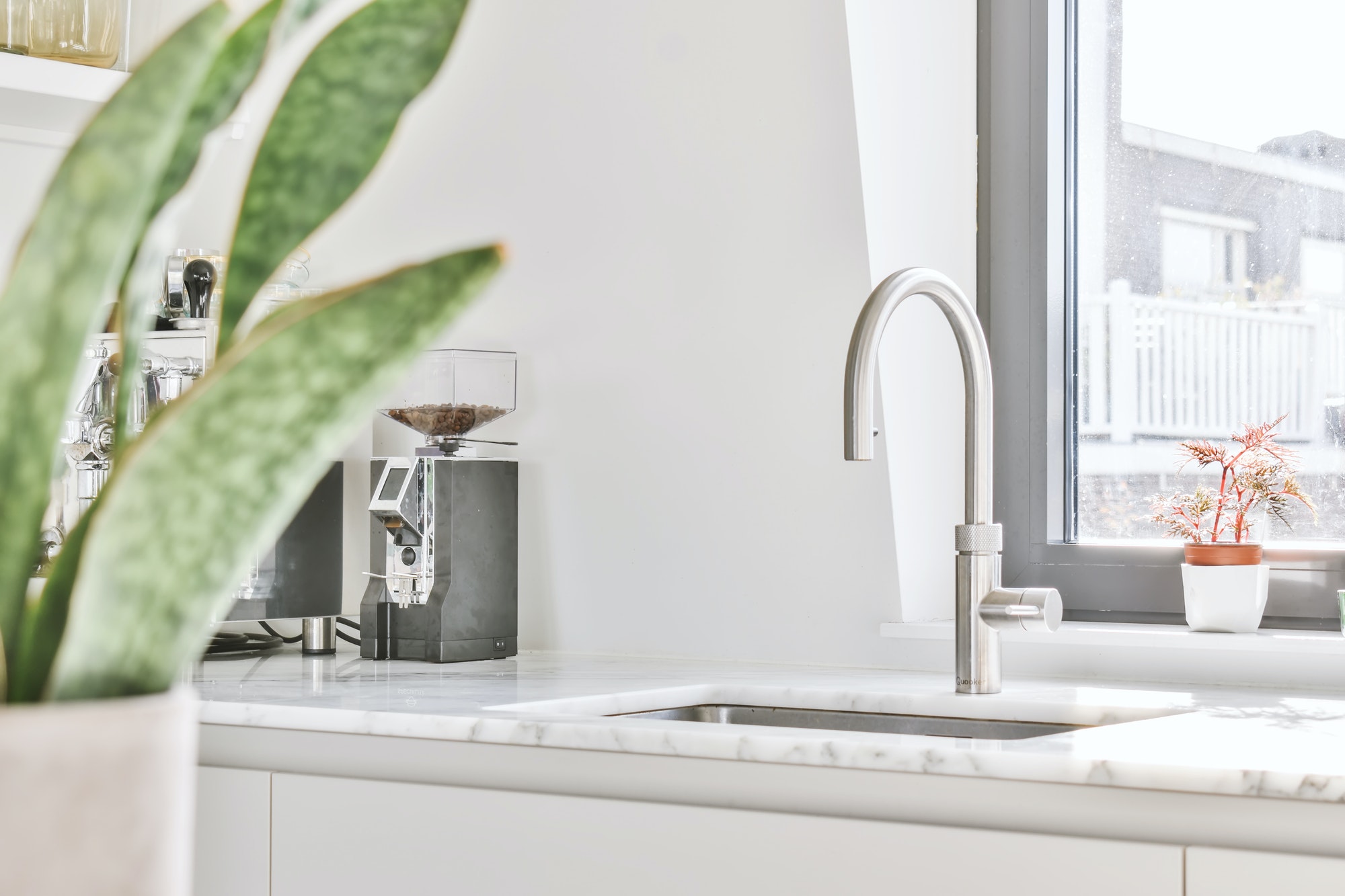 Marble white gray countertop